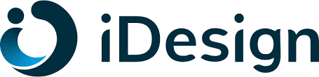 iDesign company logo with stylized blue circular icon and text