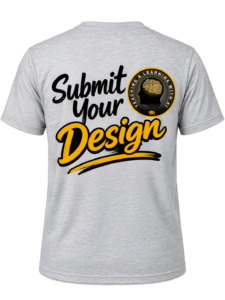 Example for the T-Shirt Design Contest of the back of a shirt that says "Submit your Design" with the conference logo.